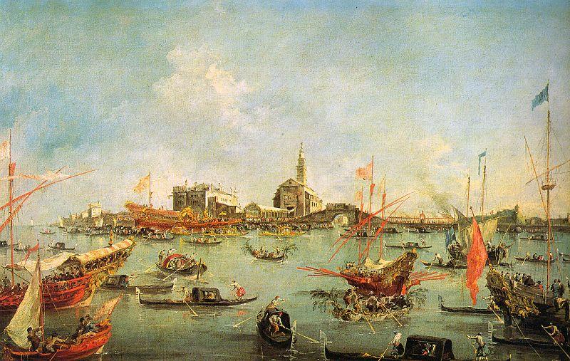 Francesco Guardi The Doge in the Bucentaur at San Nicolo di Lido on Ascension Day Spain oil painting art